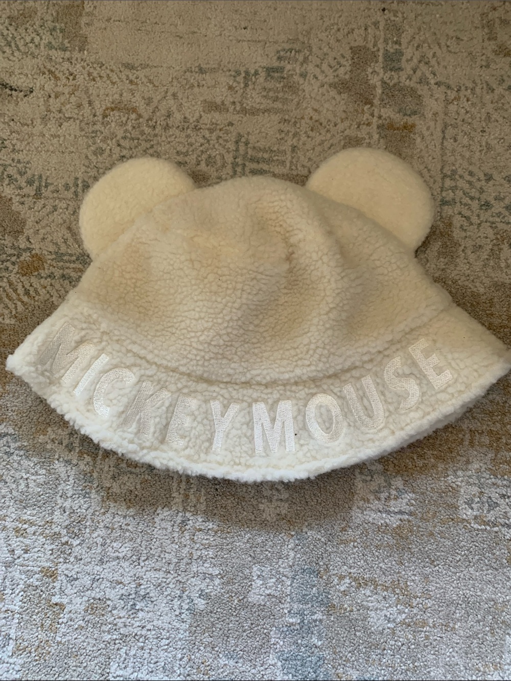 Disney Cream Sherpa Mickey Mouse Bucket Hat one size